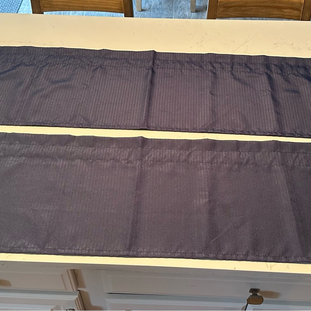 2 navy blue valances great condition